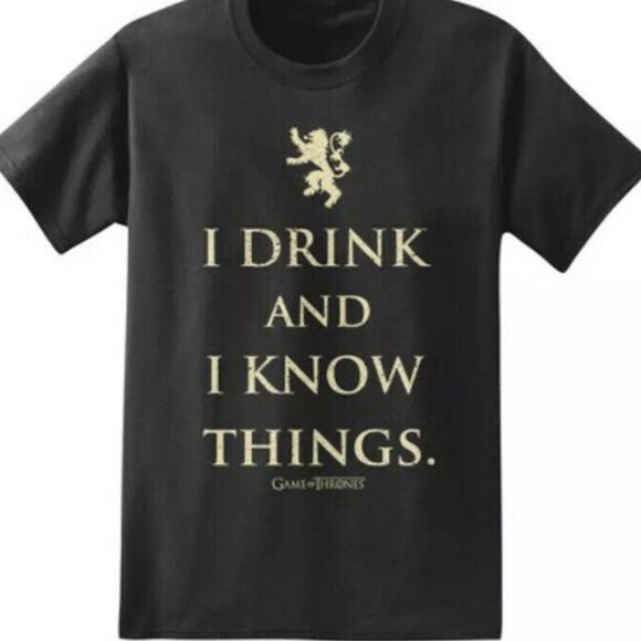 Game Of Thrones Mens T Shirt I Drink And Know Things Small Tyrion Lannister - Picture 1 of 5